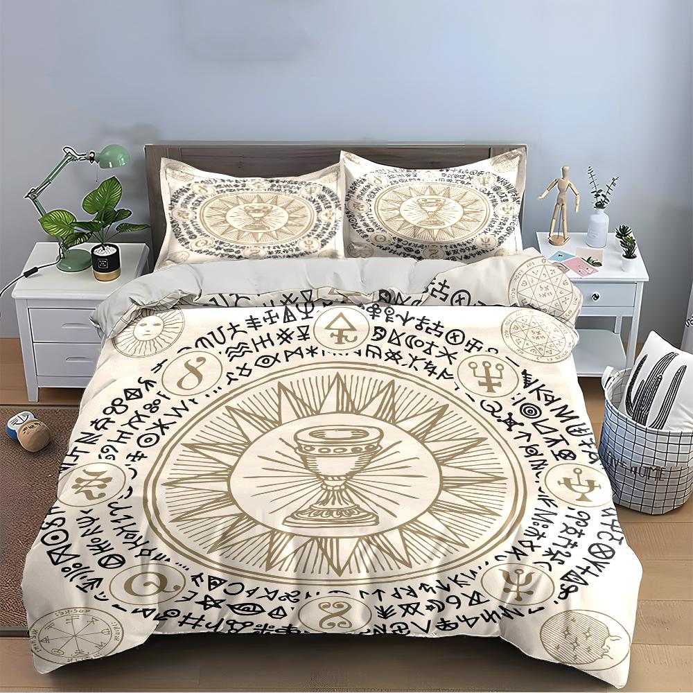 Mystic Symbol Pattern Bedding Set Bedding set (1 duvet cover, 2 pillowcases, duvet not included)