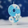 0-9 Numbers Snowflake Birthday Candles, Blue Glitter Style, Children's Girls' Birthday Party, Cake Decoration Candles