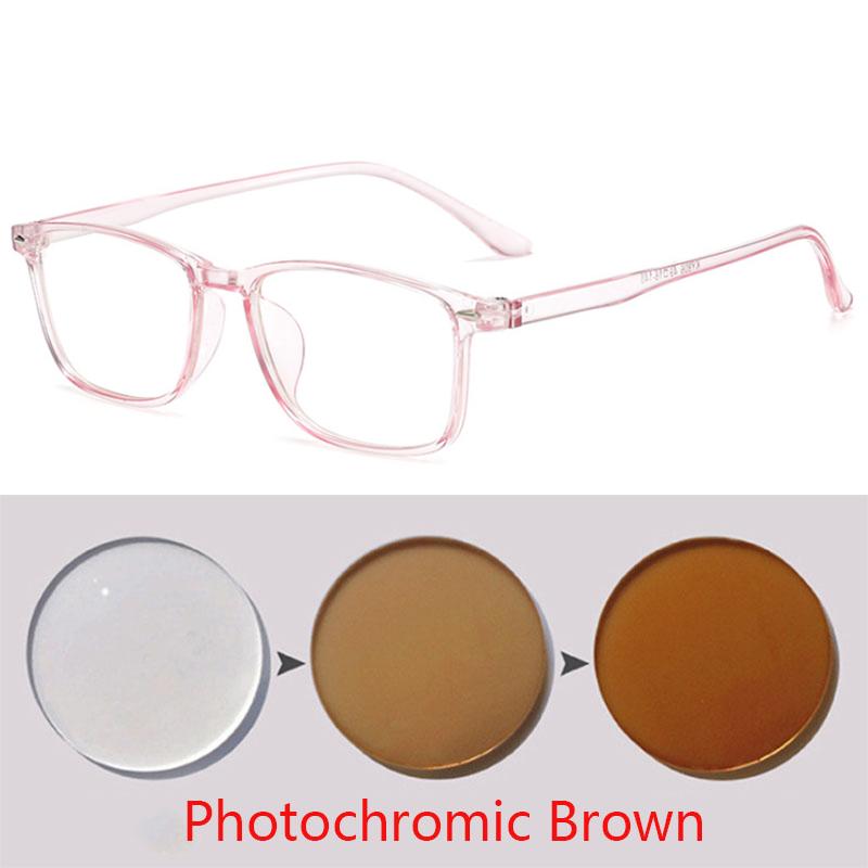 Women Men Photochromic Glasses Chameleon Change Color Rectangle Goggles 0 -0.5 -1.0 -1.5 -2.0 To -6.0