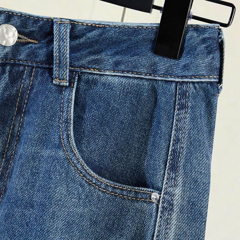 Sibasher Women's American Retro Washed High-Waist Wide-Leg Jeans