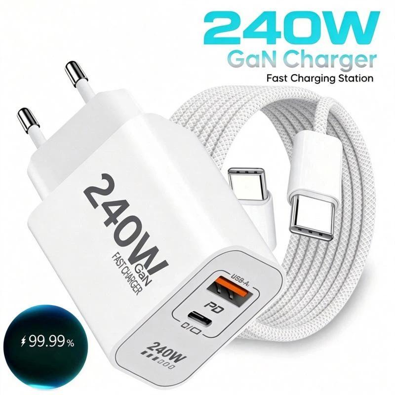 240W GaN PD USB-C-Ladegerät für 17 16 15 14 13 12 Pro Max Telefon QC 3.0 PD 3.0 USB Typ-C Schnellladung