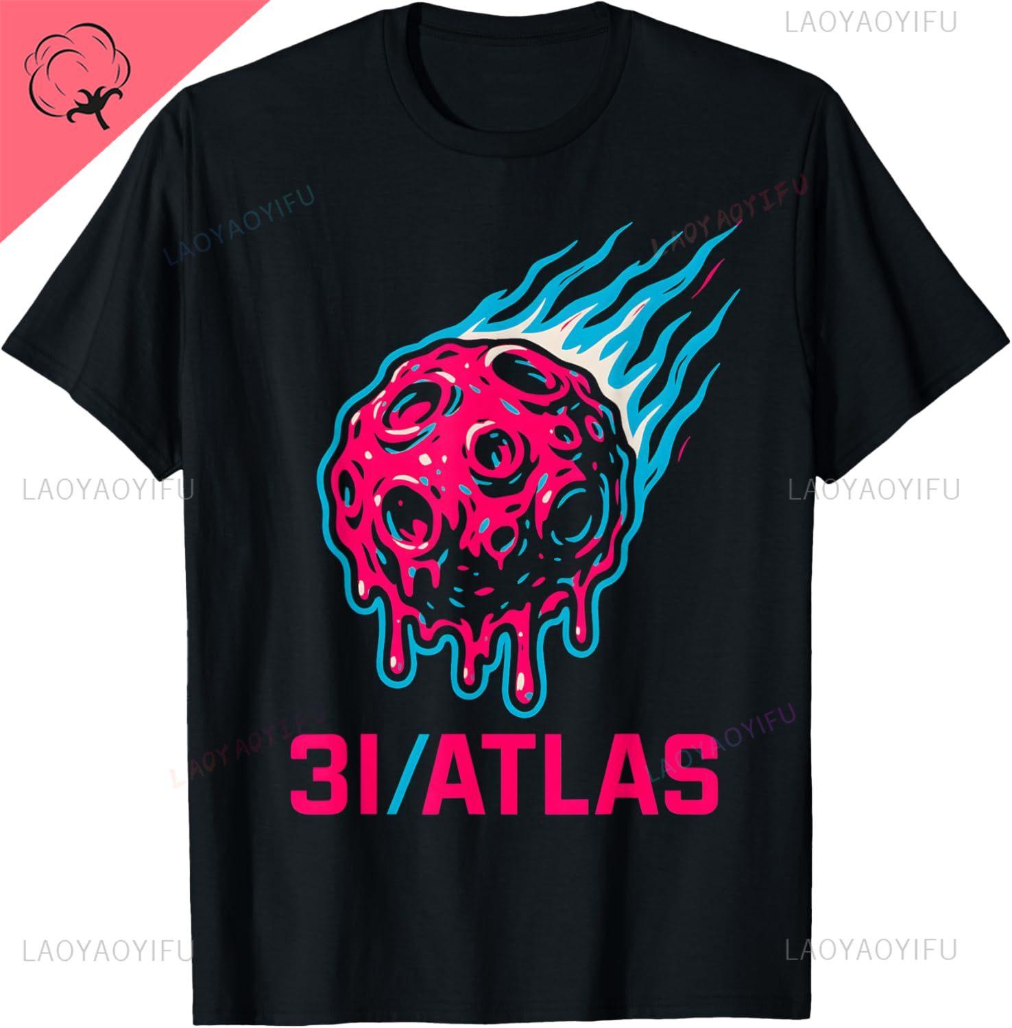 3I Atlas Melting Meteor Design with Blue Flames and Pop TShirt Cotton Mens Tshirts Mens Clothing Ropa Hombre S