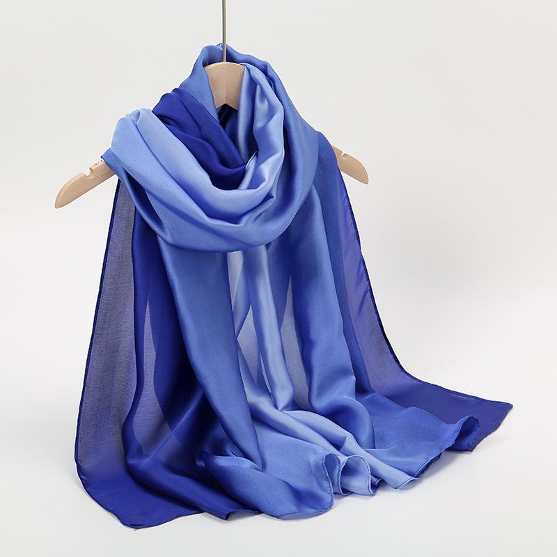 Spring and summer new gauze women's fashion gradual change long shawl, fashion trend sunscreen silk scarf thickened scarf