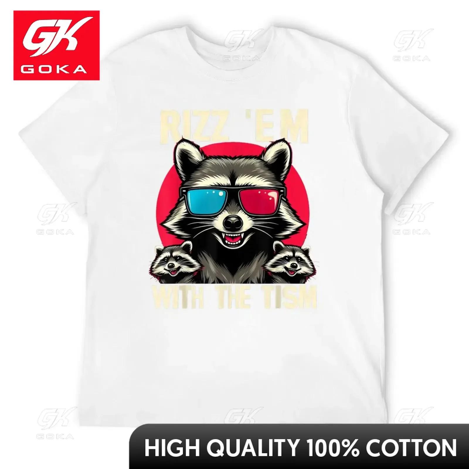 

Rizz Em with The Tism Retro Vintage Raccoon TShirt Cotton Graphic Tees Unisex T Shirt Aesthetic Clothing T Shirts for Unisex S