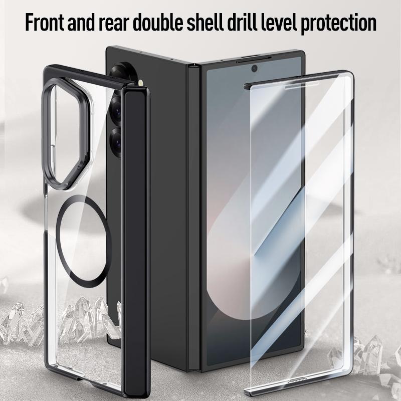 For Samsung Galaxy Z Fold 6 Magsafe Case Transparent Hinge All-inclusive Folding Shockproof Magnetic Wireless Charging Cover