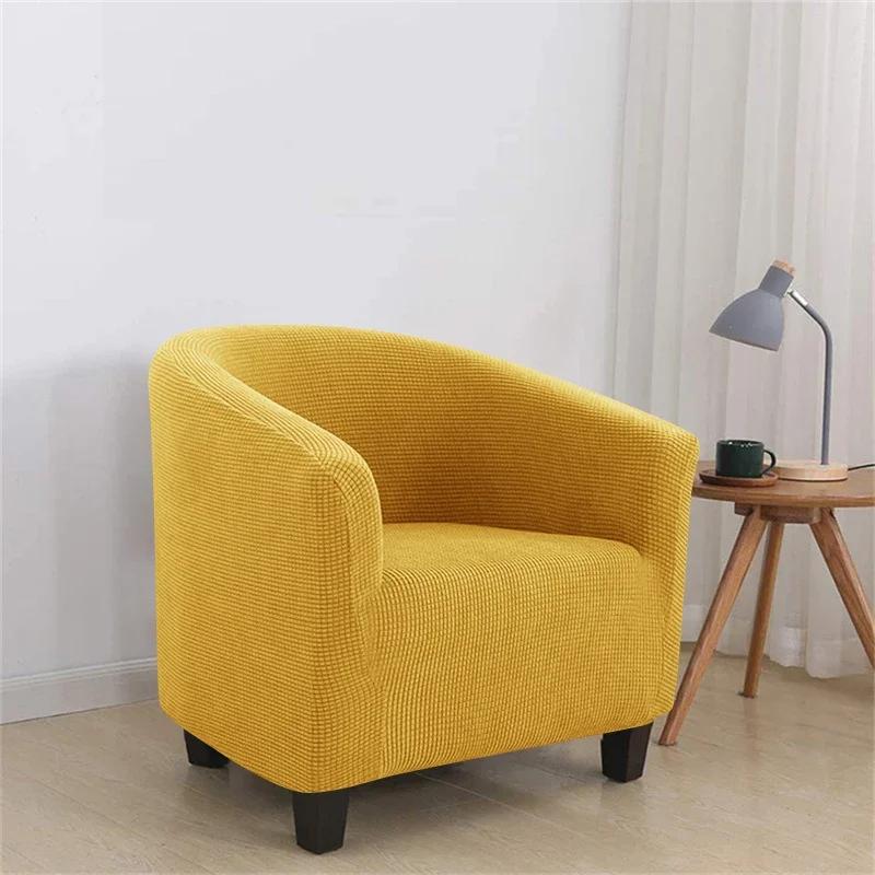 

1pc Solid Color Tub Armchairs Chair Cover Polar Fleece Anti-dirt Single Sofa Covers Stretch Couch Slipcover for Living Room Club 1pc
