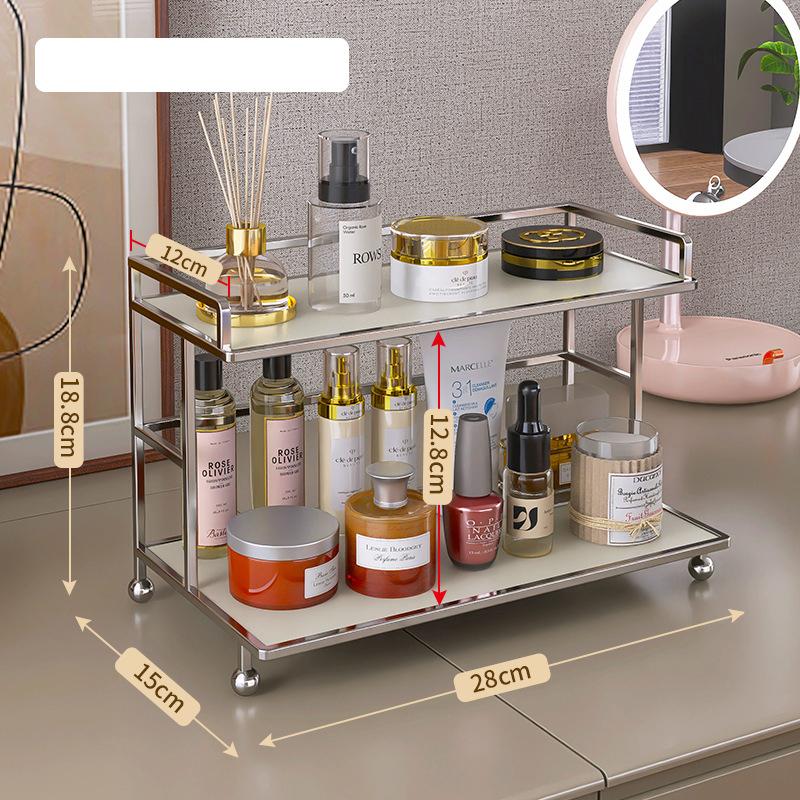 

Двухъярусный акриловый органайзер для косметики Полка для хранения туалетных принадлежностей в ванной комнате Прозрачная подставка для макияжа Настольная полка Декор для ванной комнаты Экономия места Декор слоновая кость