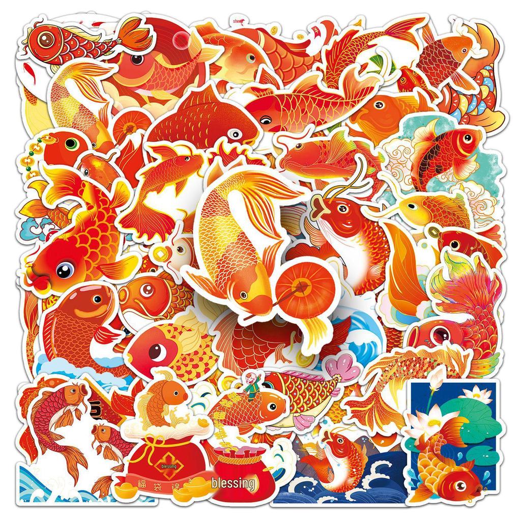 50 Koi Fish Chinese New Year Waterproof Decorative Phone Case Stickers