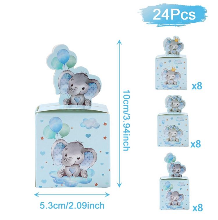 24Pcs Baby Elephant Favor Box For Kids Birthday Party Blue Pink Candy Gift Boxes Treat Kids Birthday Favors Baby Shower Decor