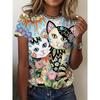 Sommer Damen 3D-Druck Rundhals T-Shirt Mode Vielseitig Atmungsaktiv Trend Lässig