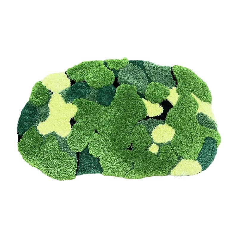 Tufting Moss Carpet Aesthetic Antislip Bathroom Rug High-Quality Fluffy Green Muscus Mat Bedrooom Decoration Headboard Carpet