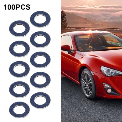 1 Set 100pcs Oil Drain Sump Plug Washers Gasket Hole For Toyota OE90430-12031 12mm Oil Drain Sump Plug Gaskets Washer