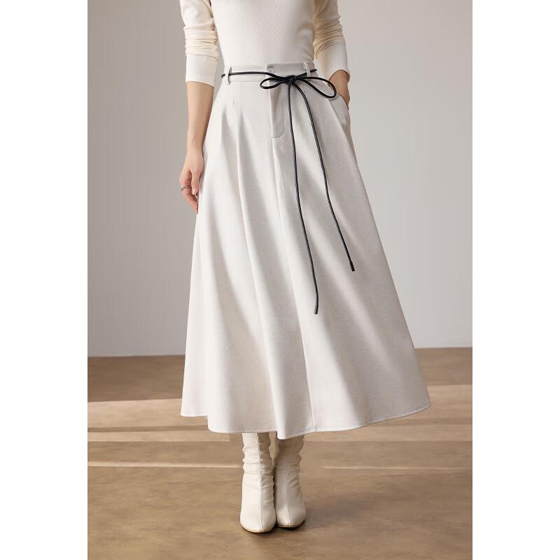 VICTORIA&VERA Women's Fleece-Lined A-Line Midi Skirt