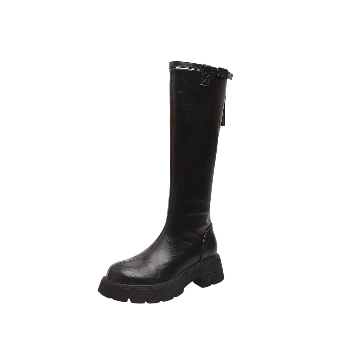 

Leather Korean version of boots women s 2025 new autumn and winter platform knight boots women s boots small latex tall boots 35