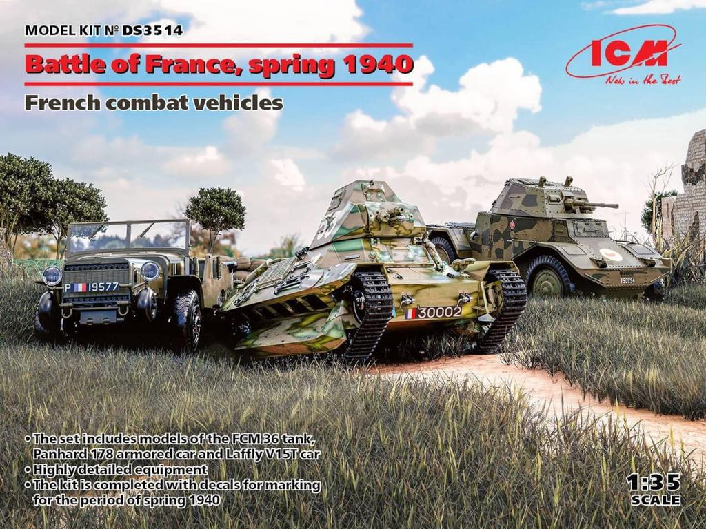 ICM Scale Battle of France Plastic Model Kit Molded in Color 1/35 (Spring 1940) DS3514,