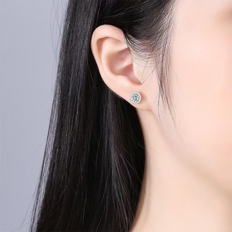 Set Cercei Stud Moissanite Lux & Geantă Pătrată - Accesorii Femei pentru Transmisiuni Live