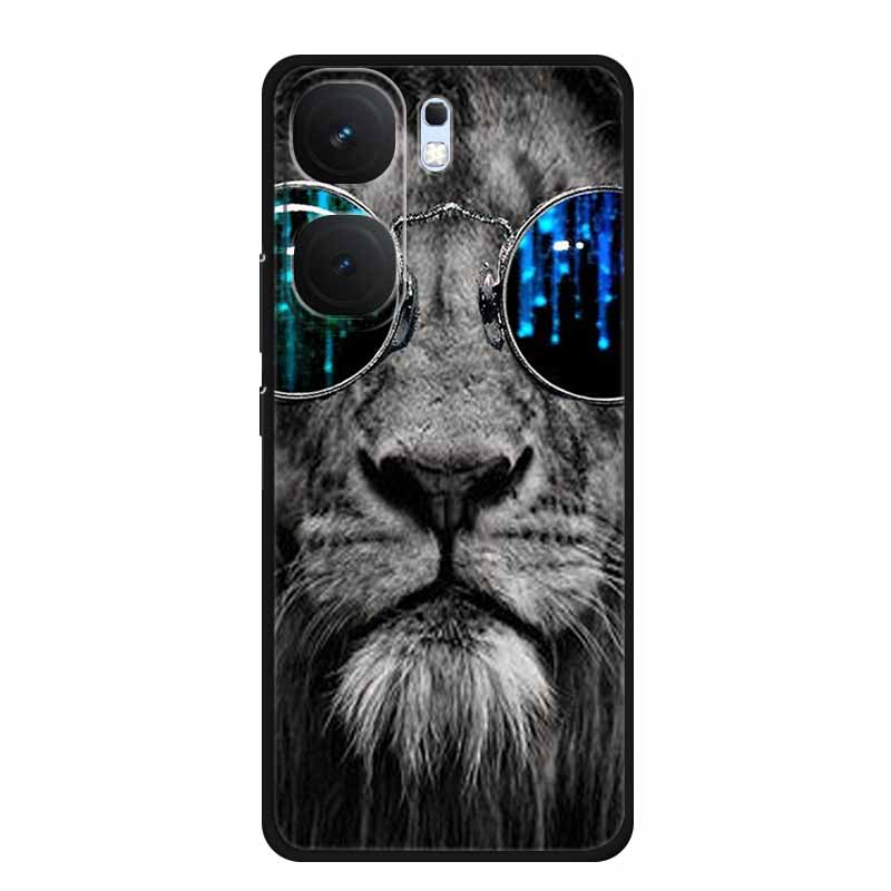For Vivo iQOO Neo9 Pro Case TPU Silicone Soft Back Cover for Vivo iQOO Neo9 Neo 9 Black Fashion Cool Animals Coque Lion Tiger