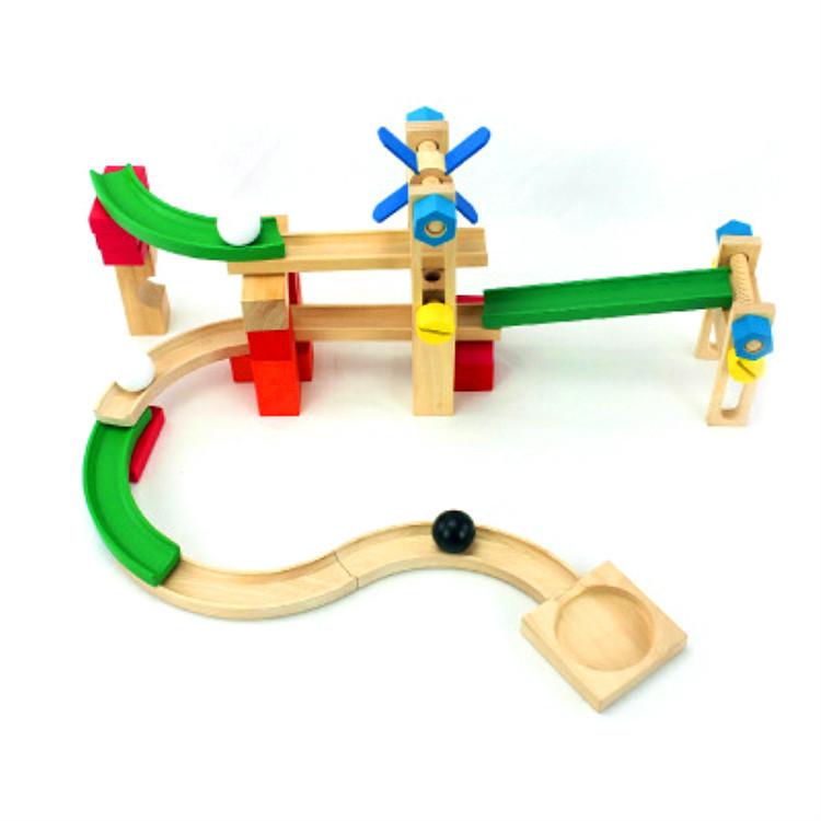 Wooden Roller Coaster Track Toy With Assembly Fun For Kids Educational Play
