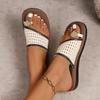New Silver Clip Toe Woven Slippers Women Beach Non Slip Thick Platform Slides Female Fashion Comfortable Slip On Wedge Sandals