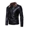 Winter velvet lapel PU leather jacket for men, fashionable large size men's leather jacket for men