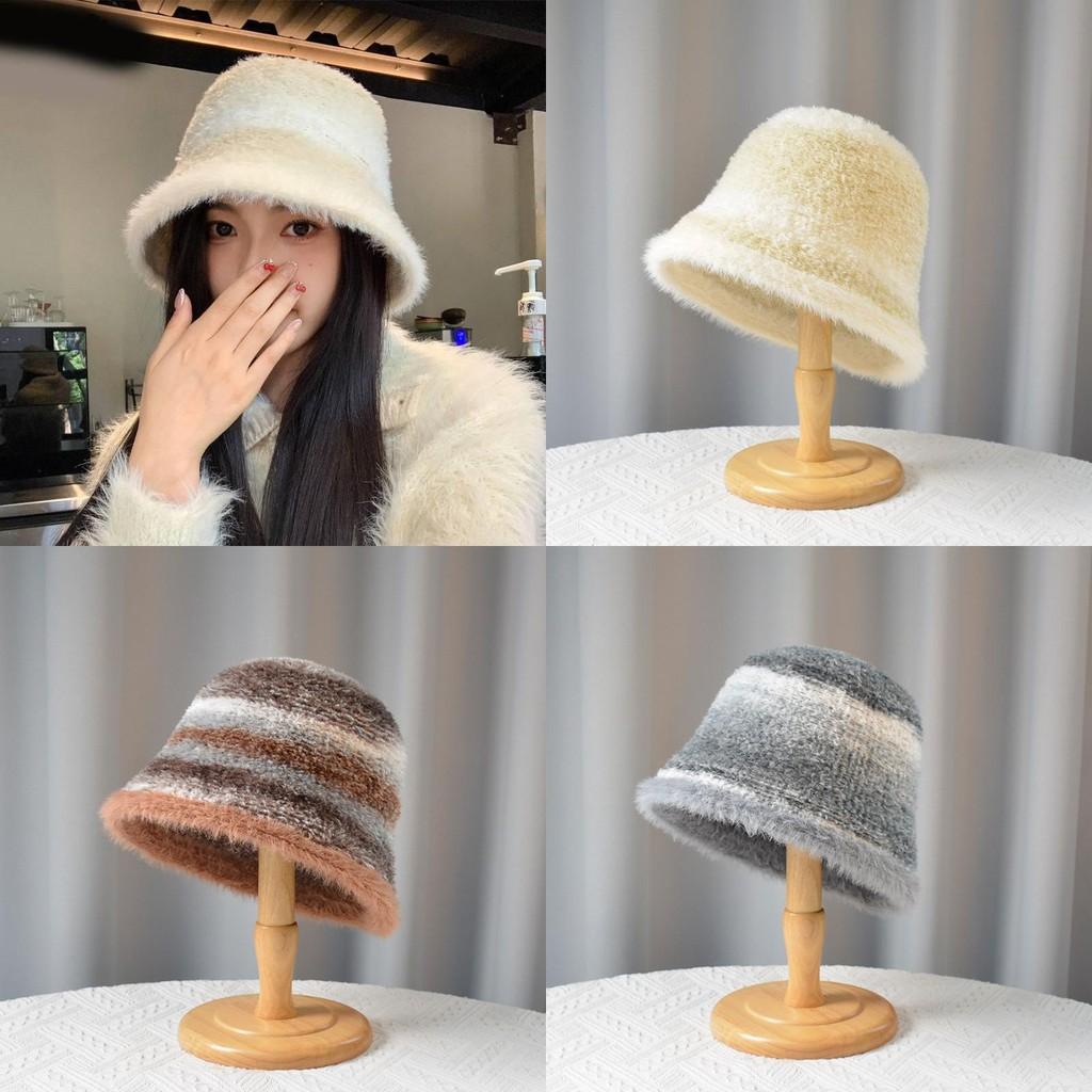 Autumn Winter Striped Colorblock Fisherman Hat With Breathable Warmth For Outdoor Activities