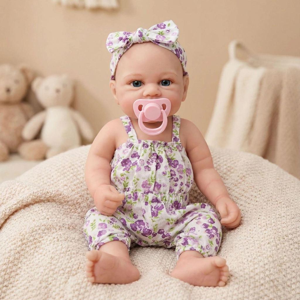 12" Purple Floral Romper Q-Elastic Elijah Reborn Silicone Doll - Perfect Child's Christmas Gift