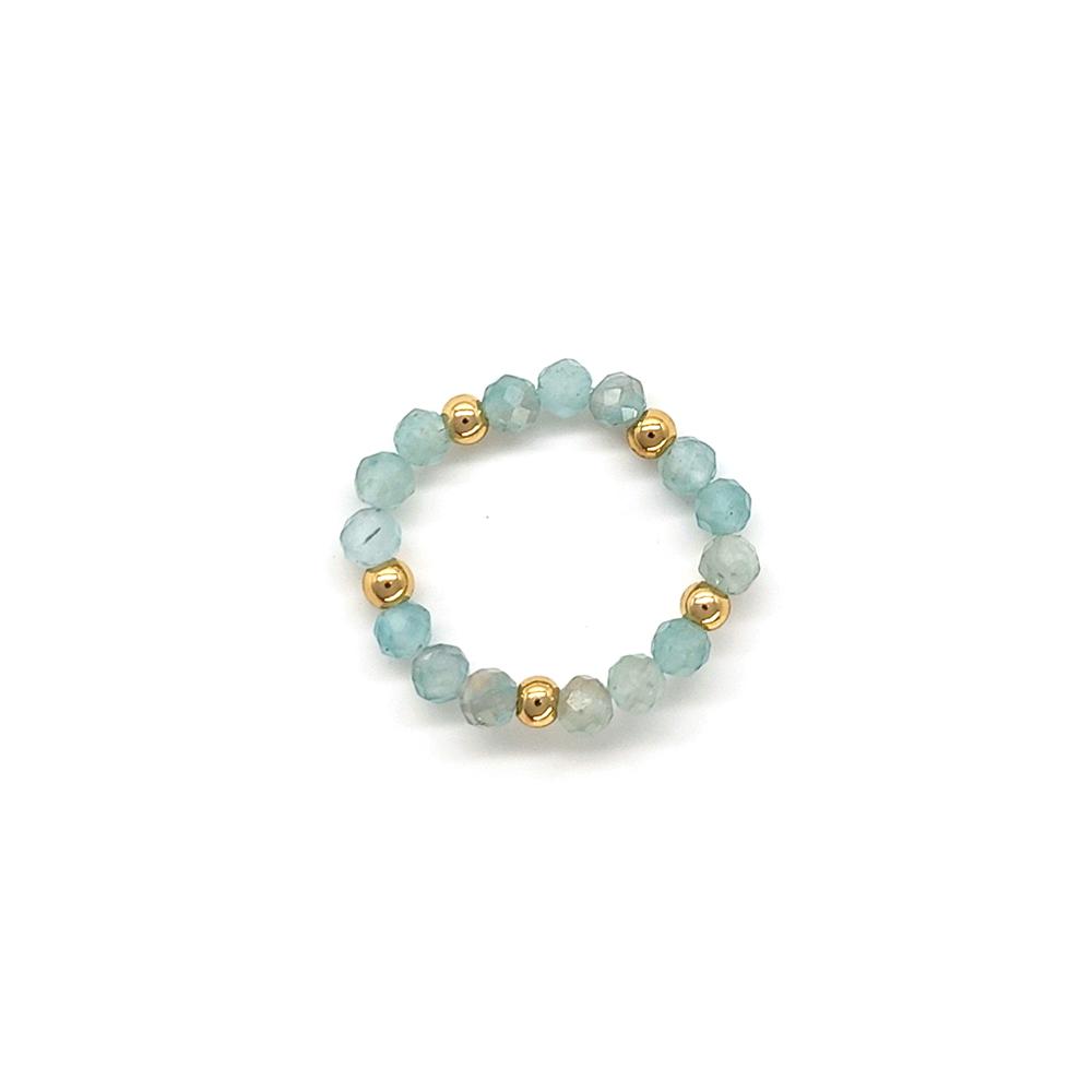 

Vlen Boho Stackable Rings for Women Dainty Natural Stone & Gold Beaded Stacking Rings Minimalist Bohemian Jewelry Daily Gifts Elastic Stretch