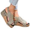 Women's Plus Size Sequin Gladiator Sandals Flat Wedge Thick Sole Peep Toe Shoes