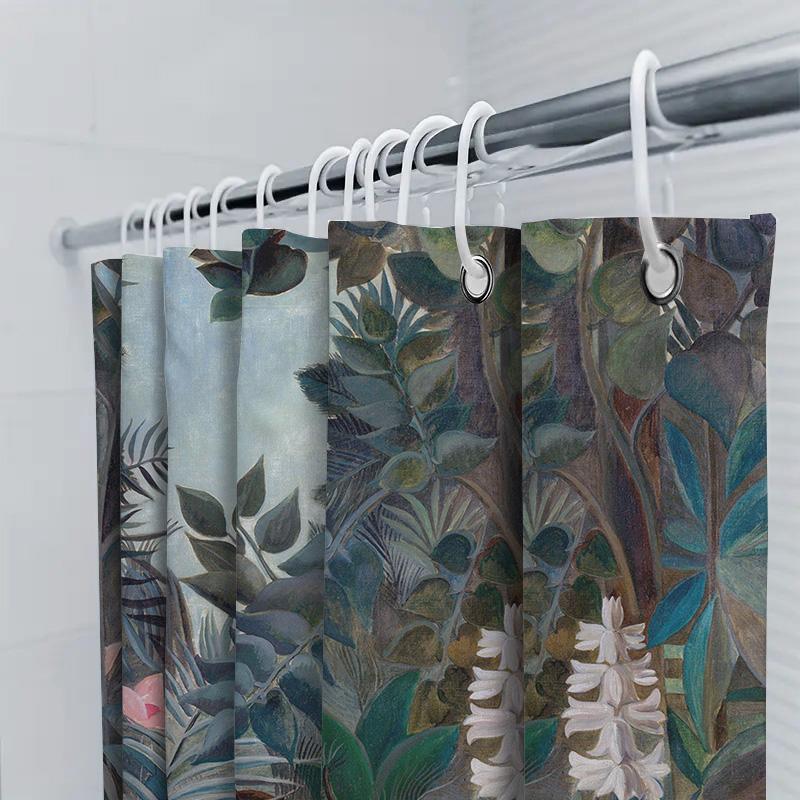 Rainforest Floral Shower Curtain High-Quality Waterproof Fabric Decorative Bath Rug Mat For Bathroom Decoration In Modern Style