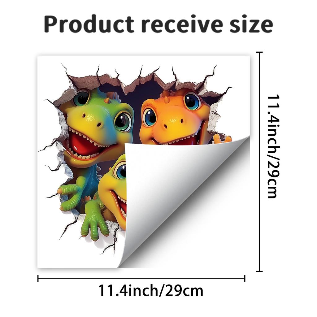 Creative 3D Breaking Wall Dinosaur Toilet & Wall Sticker Self-Adhesive Removable for Kids Bedroom Living Room Home Decor