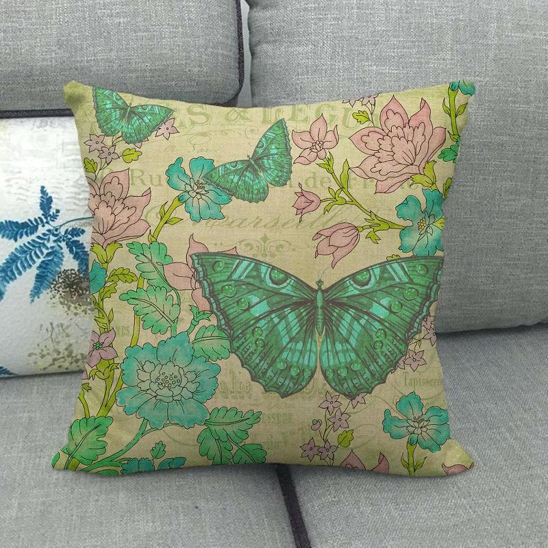Nordic Butterfly Flower And Fruit Farm Digital Printing Short Plush Pillow Covers For Car Sofa Office Cushion Cover Home Goods