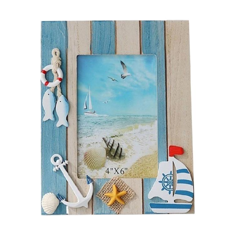 Ramka na zdjęcie na biurko Ramka śródziemnomorska Drewniany stojak na ramkę na zdjęcie Ramka przybrzeżna Dekoracje do domu i kawiarni