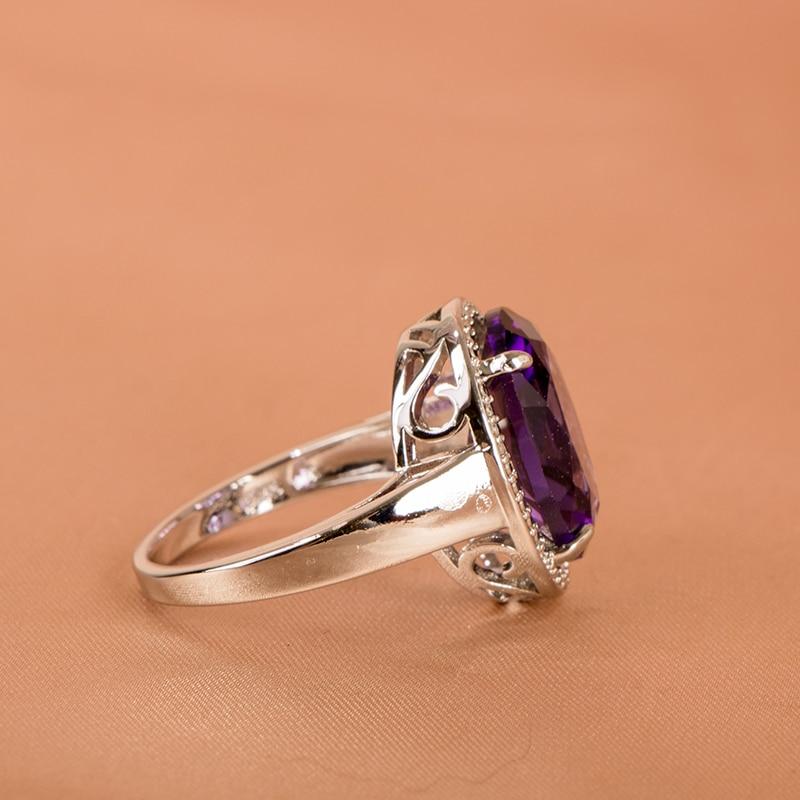 Cellacity klasyczny ametyst srebrne pierścionki dla kobiet owalne kamienie szlachetne zaręczyny srebrny prezent damski rozmiar 6-10