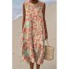 Summer new sleeveless pocket casual printing temperament long dress dress slim dress