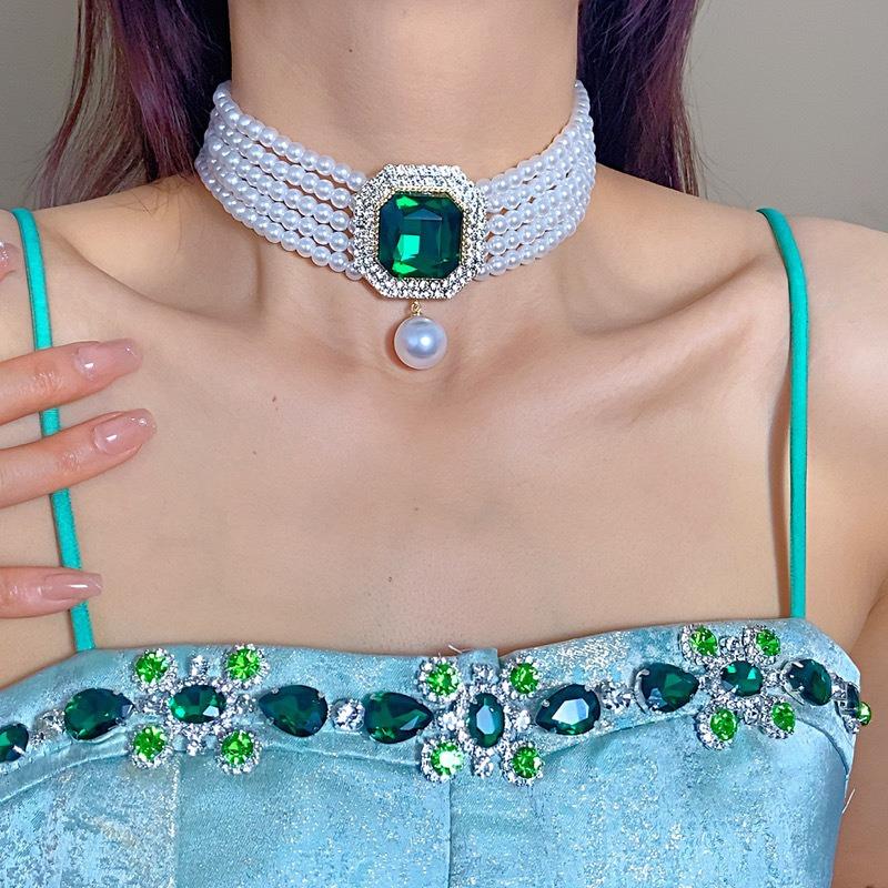 Korean Retro Pearl Diamond Fringed Neck Chain Internet Celebrity Temperament Design Sense Flower Bow Collarbone Chain Necklace Female
