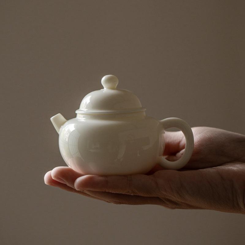 115ml Handmade Antique White Porcelain Teapot Ancient Tea Infuser Pot Tea Maker Kettle With Strainer Tableware Decoration Craft