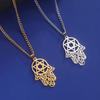 LIKGREAT Hamsa Fatima's Hand Lotus Pendant Necklace Stainless Steel Star of David Hexagram Turkish Evil Eye Choker Jewelry Gifts