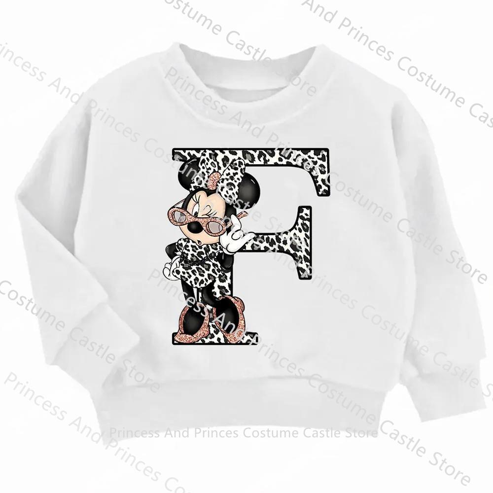 Children MINISO Minnie Hoodie Letter A B C D Kid Casual Clothes O-neck Pullover Little Baby Kawaii Cartoons Boy Girl Sweatshirts