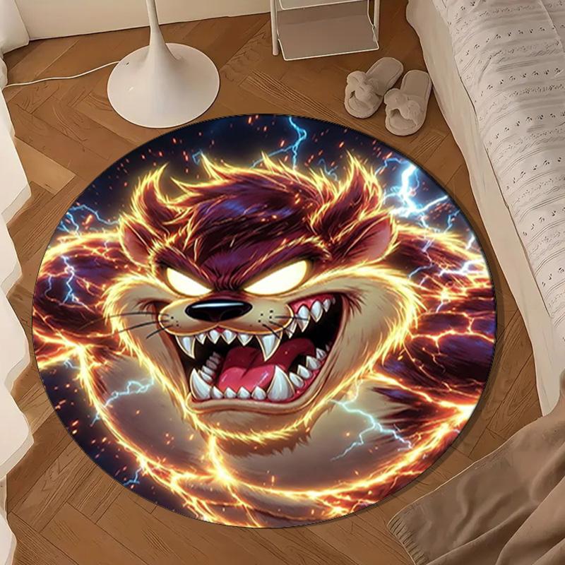Tazmanian dog Breaks Through Round mat, Anti-slip Circle Carpet Chair rug For livingroom,Bedroom, doormat home decor Gift Christmas Gifts