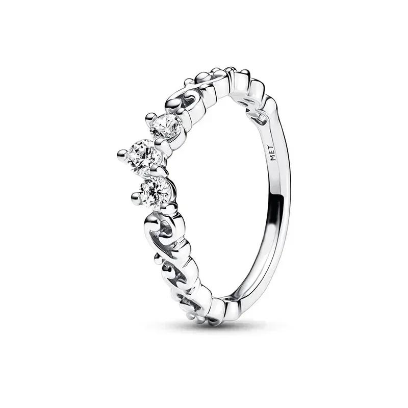 Authentic Genuine Copper Ring Design Colorful Heart Crown Bow Moon Shell Crystal For Women Valentine'S Birthday Occasion Jewelry Creation