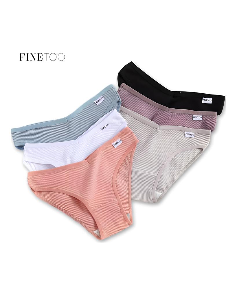 FINETOO 5Pcs/Set Women Cotton Panties Female Underwear Solid Color Underpants Sexy Lingerie Knickers for Woman Briefs Intimates
