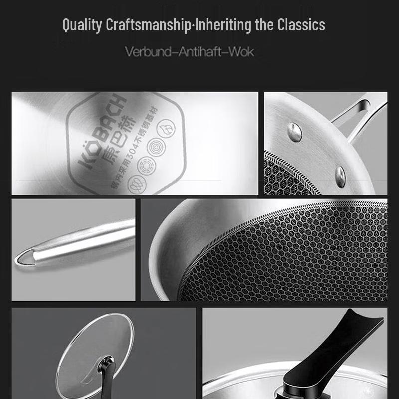 Kangbach 304 Stainless Steel Honeycomb Non-stick Wok
