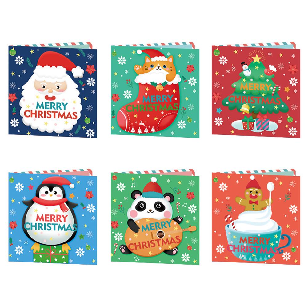 Diamond Painting Christmas Postcards 16/12/8/6PCS Rhinestone Embroidery DIY Handmade New Year Greeting Cards for Christmas