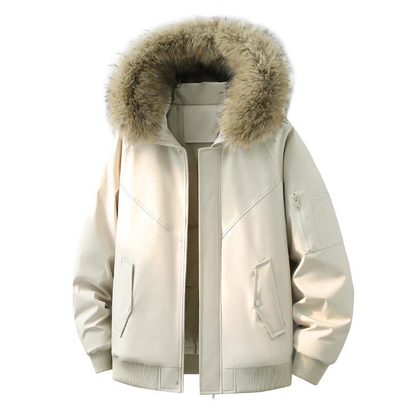 VANCAMEL Men's Winter Fur Collar Hooded Parka Jacket