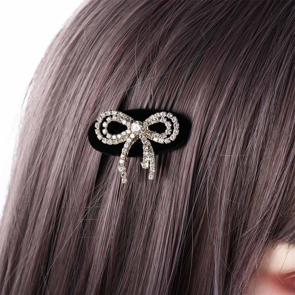 Luxury Zircon Rhinestone Girls Hair Clip Korean Style Hairpin Sweet Barrettes Velvet Duckbill Clip