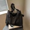 Canvas Tote Bag, Large Capacity Zipper Shoulder Purse with Pockets