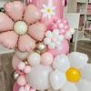 Maka Pink Digital Column Balloon Set Aluminum Foil Digital Balloon with Daisy Balloon Birthday Party Anniversary Decoration