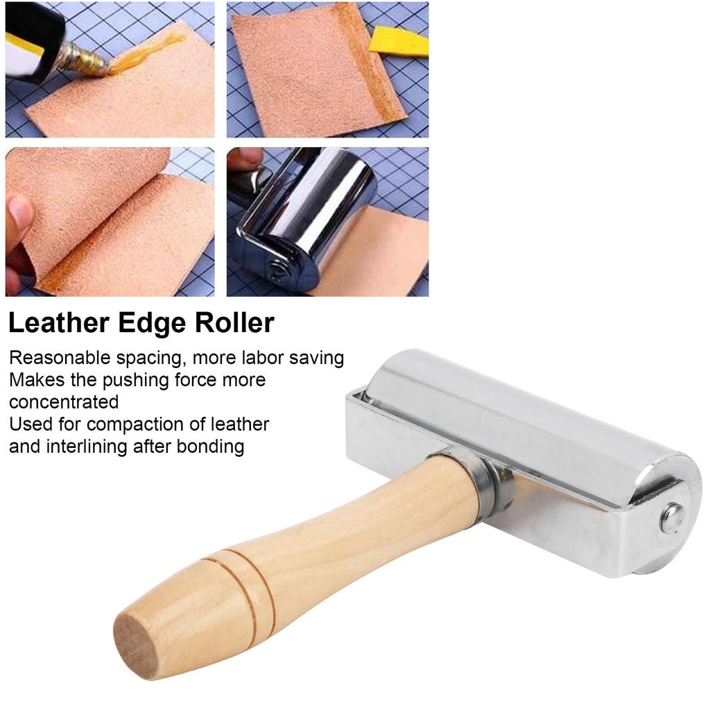 Leather Roller Leather Press Roller DIY Leather Craft Wooden Handle Rolling Tool Silver Leather Press Roller