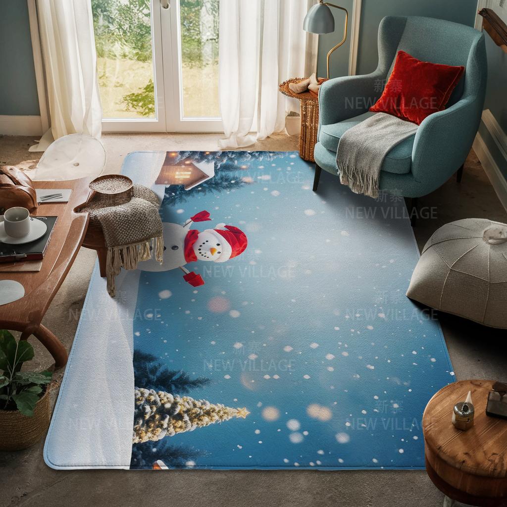House Entrance Carpet Home Door Mat Living Room Bath Foot Bathroom Non-slip Water Absorption Rugs Bath Merry Christmas Winter