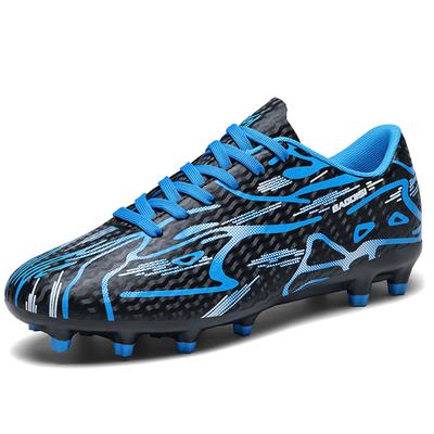 Chaussures de Football Unisexe Motif Rayé à Crampons Semelle Souple en Caoutchouc Professionnelles pour Enfants Entraînement Gazon Artificiel